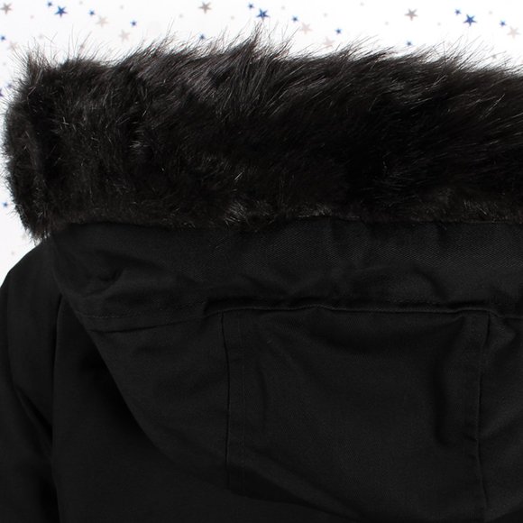 Water Resistant Faux Fur Hooded Jacket Black - Picture 8 of 10